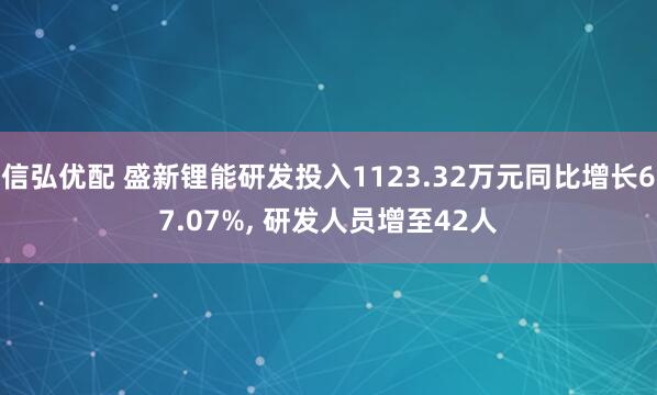 信弘优配 盛新锂能研发投入1123.32万元同比增长67.07%, 研发人员增至42人